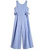 Color:Chambray - Image 1 - Big Girls 7-16 Sleeveless Striped Tie-Side Jumpsuit