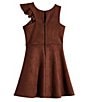 Color:Chocolate - Image 2 - Big Girls 7-16 Tech Suede Fit-And-Flare Dress