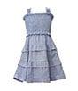 Color:Chambray - Image 1 - Little Girls 4-6X Sleeveless Chambray Tiered Shift Dress