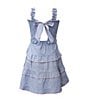 Color:Chambray - Image 2 - Little Girls 4-6X Sleeveless Chambray Tiered Shift Dress