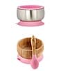 Color:Pink - Image 1 - Baby/Toddler Sustainable Essentials Bowl/Spoon Feeding Set