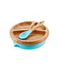 Color:Blue - Image 1 - Bamboo Suction Baby Feeding Plate & Spoon
