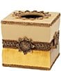 Avanti Linens Two-Tone Braided Medallion Tissue Box Cover, Color:Gold - Image 1