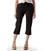 Aventura Ballard Solid Weave Flat Front Elastic Drawstring Waist Cropped Pants - Image 1