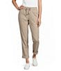 Aventura Ballard Solid Weave Flat Front Elastic Drawstring Waist Cropped Pants - Image 1