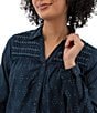 Aventura Cleo Printed Woven Point Collar Long Sleeve Button Front Shirt - Image 3