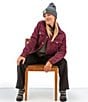 Aventura Cotton Fleece Knit Quilted Point Collar Snap Front Drift Jacket - Image 3