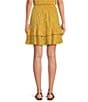 Color:Golden Cream - Image 2 - Dell Woven Floral Smocked Waist Ruffle Tiered Hem Pocketed Pull-On Coordinating A-Line Skirt