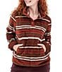 Aventura Equinox Stripe Fleece Stand Collar Pullover Top, Color:Burnt Henna - Image 3