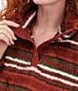 Aventura Equinox Stripe Fleece Stand Collar Pullover Top, Color:Burnt Henna - Image 4
