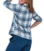 Aventura Fireside Flannel Woven Point Collar 3/4 Sleeve Button front Shirt - Image 2