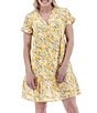 Color:Yellow - Image 1 - Floral V Neckline Short Sleeve Dress