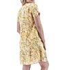 Color:Yellow - Image 2 - Floral V Neckline Short Sleeve Dress