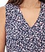 Color:Navy - Image 4 - Fontana Printed V-Neck Sleeveless Tie Waist Side Slit A-Line Midi Dress