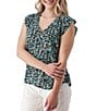 Aventura Francesca Floral Crepe Flutter V-Neck Top - Image 1