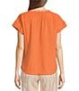 Color:Canyon Sun - Image 2 - Kelford Gauze Woven Embroidered Crew Neck Short Sleeve Top