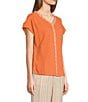Color:Canyon Sun - Image 3 - Kelford Gauze Woven Embroidered Crew Neck Short Sleeve Top