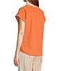 Color:Canyon Sun - Image 4 - Kelford Gauze Woven Embroidered Crew Neck Short Sleeve Top