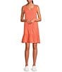 Color:Coral - Image 1 - Kelford Gauze Woven Solid V-Neck Tiered Hem Shift Dress