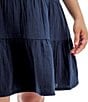 Color:Black Iris - Image 4 - Kelford Gauze Woven Solid V-Neck Tiered Hem Shift Dress