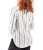 Aventura Kelford Woven Organic Cotton Stripe Print Point Collar Long Raglan Sleeve Popover Top, Color:Gold - Image 2