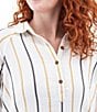 Aventura Kelford Woven Organic Cotton Stripe Print Point Collar Long Raglan Sleeve Popover Top, Color:Gold - Image 4