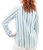 Aventura Kelford Woven Organic Cotton Stripe Print Point Collar Long Raglan Sleeve Popover Top, Color:Blue Skies - Image 2