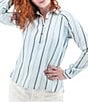 Aventura Kelford Woven Organic Cotton Stripe Print Point Collar Long Raglan Sleeve Popover Top, Color:Blue Skies - Image 3
