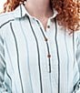 Aventura Kelford Woven Organic Cotton Stripe Print Point Collar Long Raglan Sleeve Popover Top, Color:Blue Skies - Image 4
