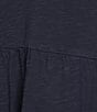 Color:Black Iris - Image 3 - Kenley Solid Slub Knit Jersey Scoop Neck Ruched Tiered Hem Dress