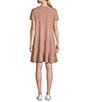 Color:Misty Rose - Image 2 - Kenley Solid Slub Knit Jersey Scoop Neck Ruched Tiered Hem Dress
