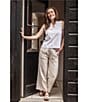 Aventura Leni Solid Linen Wide Leg Ankle Pants - Image 5