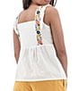 Color:White - Image 2 - Lindale Square Neck Embroidered Straps Sleeveless Blouse