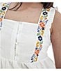Color:White - Image 3 - Lindale Square Neck Embroidered Straps Sleeveless Blouse