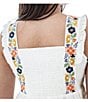 Color:White - Image 4 - Lindale Square Neck Embroidered Straps Sleeveless Blouse