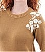 Aventura Lindley Embroidered Ribbed Neck Long Sleeve Sweater, Color:Tobacco Brown - Image 4