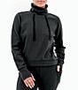 Color:Black - Image 1 - Long Sleeve Thumbholes Mock Neck Sustainable Fleece Dogwalker Top