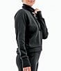 Color:Black - Image 3 - Long Sleeve Thumbholes Mock Neck Sustainable Fleece Dogwalker Top