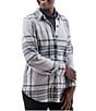 Aventura Luscious Plaid Soft Fleece Point Collar Button Front Shirt, Color:Ombre Blue - Image 3