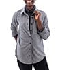 Aventura Luscious Solid Soft Fleece Point Collar Button Front Shirt, Color:Ombre Blue - Image 1