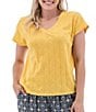 Color:Golden Cream - Image 1 - Maitland V-Neck Short Sleeve Tee Shirt