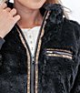 Color:Sky Captain - Image 4 - Mattia Faux Fur Zip Front Long Sleeve Jacket