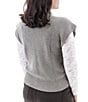 Aventura Pine Vest Ribbed Knit Mock Collar Cap Sleeve Dolman Top, Color:Charcoal Grey - Image 2