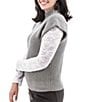 Aventura Pine Vest Ribbed Knit Mock Collar Cap Sleeve Dolman Top, Color:Charcoal Grey - Image 3