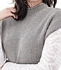 Aventura Pine Vest Ribbed Knit Mock Collar Cap Sleeve Dolman Top, Color:Charcoal Grey - Image 4