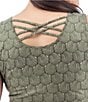 Color:Olive - Image 4 - Printed Stretch Jersey V-Neck Sleeveless Strappy Scoop Back Tank Top