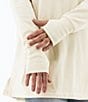 Color:Egret - Image 4 - Salerno Cowl Neck Rib Knit Pocketed Long Sleeve Fleece Pullover Top
