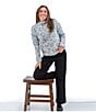 Aventura Sasha Tonal Jacquard Knit Funnel Neck Long Sleeve Relaxed Fit Sweater - Image 4