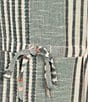 Color:Black Iris - Image 3 - Selma Woven Organic Cotton Stripe Print V-Neck Short Dolman Sleeve Drawcord Waist Dress