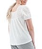 Color:White - Image 4 - Seychelle Embroidered Square Neck Short Sleeve Top